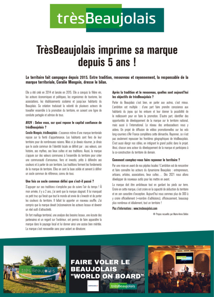 Article de presse trèsBeaujolais du 16 septembre 2020